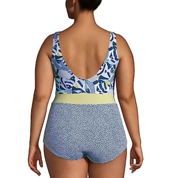 NWT Lands' End Womens Scoop Neck Soft Cup Tugless Belted 1 Piece Sz 16 $80 Z467 - Picture 3 of 4